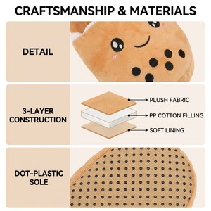Pantoufles personnalisées mignonnes en peluche <span class=keywords><strong>Bubble</strong></span> <span class=keywords><strong>Tea</strong></span>, design <span class=keywords><strong>Smiley</strong></span> de dessin animé, chaudes et douillettes, à bout ouvert, pour l'intérieur, pour adultes et enfants - Product Image 5