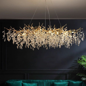 Pha lê chim của Tổ Đèn chùm ý mạ vàng khung + cây chi nhánh hình dạng phòng khách thông minh mờ đèn - Product Image 1