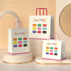 Bolsas de Papel Kraft Desechables con Logotipo Personalizable, con Asas, para Restaurante, Pan, Cafetería, Aperitivos, Pasteles, Almacenamiento de Azúcar, Uso Alimentario - Product Image 1