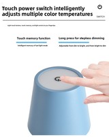 Lampe de table LED rechargeable en métal de couleur moderne, à gradation tactile progressive, pour restaurant, bar, mariage