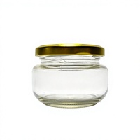 Pot de conservation alimentaire en verre transparent rond avec couvercle métallique hermétique, boîte de cuisine transparente pour confiture, gelée, épices