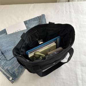 Women's custom logo cotton canvas handbag with zipper pocket and letter pattern shoulder bag - Product Image 6