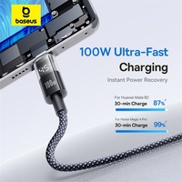 Câble USB Baseus 100W pour Huawei Honor, câble USB avec écran LED, type C pour tablette, câble de charge rapide et de données pour Xiaomi 14