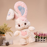 Peluche Lapin avec Boutons Décoratifs, Jouet en Peluche Doux, Poupée Lapin Rembourrée, Cadeau d'Anniversaire pour Enfants et Filles, Peluche Personnalisable Disponible