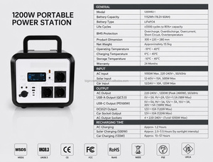 Station d'alimentation portable 1200W 1152Wh, kit générateur solaire LiFePO4 avec panneau solaire pliable 400W, charge rapide pour le camping en plein air - Product Image 2