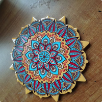 Sous-verre en céramique ethnique bohème de 20 cm, motif mandala, sous-verre décoratif pour boissons