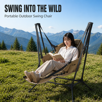 Fauteuil suspendu portable en aluminium VT avec support, siège de hamac léger pour camping, repose-pieds, jardin, patio, pelouse, voyage