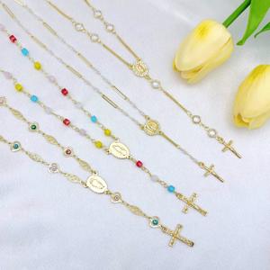 JML all'ingrosso 14K placcato in oro vergine maria collana di zirconi cubici regolabile a maglia cubana catena <span class=keywords><strong>San</strong></span> Judas fatta in ottone Christian - Product Image 3