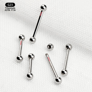 G23 Titanium <b>Ball</b> Bar Studs ASTM F136 For Lip Tongue Eyebrow Ear <b>Piercing</b> Jewelry Unisex - Product Image 1