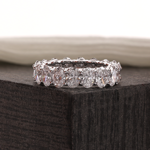 Anillo de Eternidad Completo con Diamantes Cultivados en Laboratorio de Corte Ovalado de Lujo, Oro de 14K, Anillo de Aniversario de Bodas con Diamantes Cultivados en Laboratorio para Mujer - Product Image 2