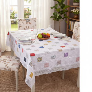 Buldan Patchwork OrtuSu Time White Striped Linen Cottoncloth Embroidered <b>Square</b> Pattern <b>Tablecloth</b> Made in 160x220 140x180 Sizes - Product Image 3