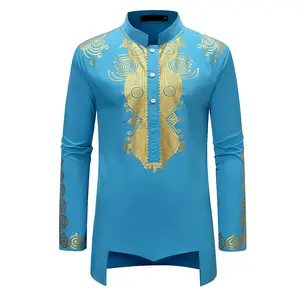 Langarm Tunika Männer Kaftan ethnischen Tops T-Shirt T-Shirt afrikanische Kleidung Tribal Bluse Top