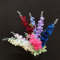 Bunga Delphinium Sutra Buatan Grosir, Bunga Palsu Dua Cabang, Dekorasi Pernikahan, Pajangan Jendela Luar Ruangan, Dekorasi Ruangan