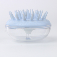 Brosse à shampooing ronde pour le cuir chevelu avec des dents en TPR douces, masseur professionnel du cuir chevelu avec coque transparente en PS
