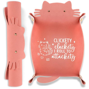 Plateau à dés mignon en forme de chat, plateau de jeu de dés pliable en cuir, rangement portable pour dés. - Product Image 5