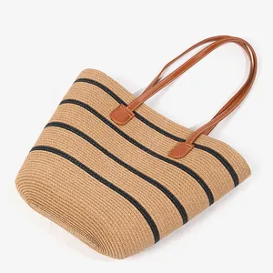 Kadınlar için el yapımı omuz plaj çantası kalite toptan çin plaj çantası hasır çanta lüks özel tasarım tek omuz çantaları