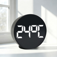 Horloge LED circulaire multifonctionnelle Grand écran LCD Capteur de puissance USB Alarme multi-boutons Home Office Living Outdoor Use