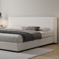 Lit rembourré en velours au design italien moderne avec rangement, cadre en bois écologique taille King et vérin à gaz