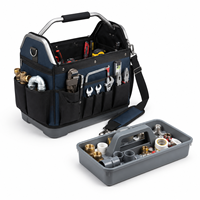 Sac à outils portable robuste à ouverture supérieure, avec plateau interne pour petites pièces, poignée métallique, fond imperméable, 12+ compartiments, pour technicien