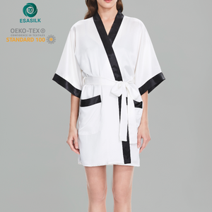 XXXL 100% di seta Kimono pigiama elegante stile quotidiano abito di seta per la casa <span class=keywords><strong>Spa</strong></span> Logo personalizzato estivo-all'ingrosso - Product Image 2