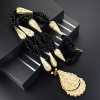 Collier long marocain, chaîne de pull perlée pour femme algérienne, chaîne de corps ethnique en filigrane doré, bijoux tribaux bohèmes en gros