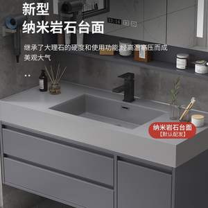 Liquidation Meuble sous-vasque carré de salle de bain moderne de luxe en PVC Armoire murale en bois avec miroir LED MDF <span class=keywords><strong>et</strong></span> évier résistants à l'eau - Product Image 5