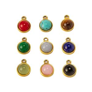 18 Karat Gold & Edelstahl Round Charm Anhänger Trendy DIY Halskette Ohrring Schmuck Zubehör Naturstein Halskette Ketten Typ - Product Image 2