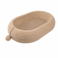 Cama Redonda para Gatos de Corcho y Sisal, Casa Nido Natural para Gatos con Superficie Rascable de Sisal, Mueble Ecológico para Mascotas de Color Beige Claro para Gatos de Interior