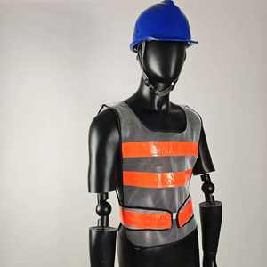 เสื้อกั๊กนิรภัยสะท้อนแสงโปร่งใสสำหรับทุกเพศมีแถบสีส้มสำหรับใช้งานได้หลากหลาย - Product Image 2