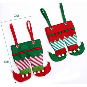 Sacs à bonbons de Noël du Père Noël, chaussettes de Noël, sacs cadeaux de Noël du Père Noël, sacs cadeaux de bonbons rouges et verts, chaussettes de Noël pour fêtes - Product Image 5