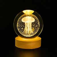 Boule de cristal K9 gravée au laser 3D Base de lumière LED Verre poli Saturne Planète Système solaire Globe pour cadeau de décoration intérieure