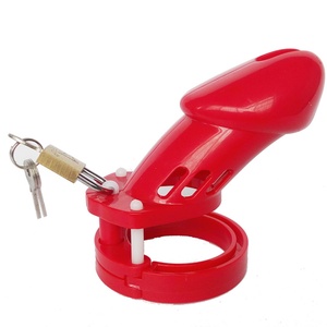 Jaula de Castidad Roja con Candado, Tamaño Grande, Dispositivo de Castidad Masculino de Plástico, Juguetes Sexuales para Adultos, Juegos Sexuales para Parejas, Coqueteo - Product Image 2