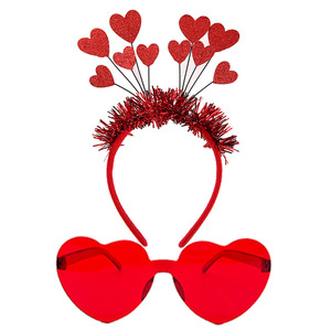 DAMAI Valentines Day Heart Head <b>Headbands</b> and Heart Shape <b>Sunglasses</b> for Party Props Wedding Birthday Costume Accessory - Product Image 1