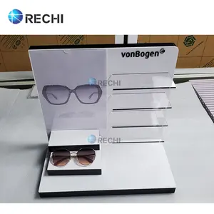 RECHI定制光学商店固定装置柜台亚克力太阳镜零售POS展示架，带3D标志和眼镜架