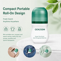 Déodorant Roll-On au Thé Vert et aux Herbes, Parfum Boisé Naturel, Anti-transpirant Portable pour le Contrôle Quotidien de la Transpiration et des Odeurs Corporelles