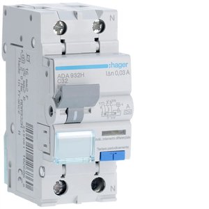 Hager Rcbo 1P+N 32A Tipo A 30mA Curva C 6000A per Protezione Elettrica - Product Image 1