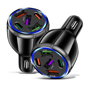 อะแดปเตอร์ที่ชาร์จพอร์ต USB 5พอร์ตชาร์จเร็ว QC3.0สำหรับ iPhone Android ที่ชาร์จโทรศัพท์ในรถยนต์ - Product Image 1