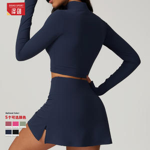 Disko Sport - Top de Yoga para Mujer, Manga Larga, Cierre de Cremallera de un Cuarto, Color Sólido, Secado Rápido, Ropa Deportiva DCX8796 - Product Image 4