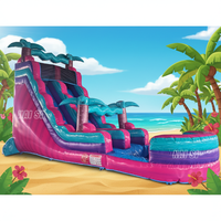 Toboggan aquatique gonflable couleur vive avec grande piscine, toboggan aquatique à une voie pour enfants, idéal pour les fêtes d'été, structure aquatique gonflable