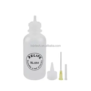 Botol plastik kosong Rl-054 50ml, botol reparasi ponsel remas untuk solder alkohol, Dispenser Rosin minyak fluks dengan jarum