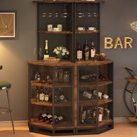 Étagère à Vin Murale Moderne en Bois Style Industriel avec MDF et Acier, Meuble d'Angle pour Bar, Cuisine, Salle à Manger et Salon