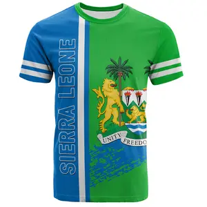 T-shirt imprimé avec le logo de la Sierra Leone fabriqué en usine, vêtements de rue personnalisés, chemise en polyester, chemise imprimée pour homme, taille extra large 6XL - Product Image 1