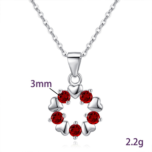 Collier pendentif en forme de cœur avec pierres naturelles de 3 mm, serti de 9 pierres fines, en argent sterling 925, pierres précieuses colorées taillées rondes, bijoux pour femmes - Product Image 6