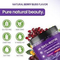 Gummies Antioxydantes NAD Resvératrol Plus Biotine Collagène à Marque Blanche avec Vitamines K2 & D3 Zinc – 60 Unités pour Adultes