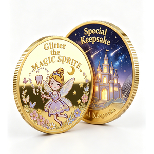 Custom UV Animal Glitter Magic Sprite Tooth Fairy 3D Painted Enamel Commemorative Challenge Coin Dual-Sided Kids Keepsake Coin - Product Image 3