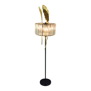 PF24008 Lámpara de Pie Eléctrica de Diseño Moderno con 3 Portalámparas G9, 110-240V, Pantalla de Cristal en Tiras, para Sala de Estar, Decorativa en Metal Negro y Dorado - Product Image 1