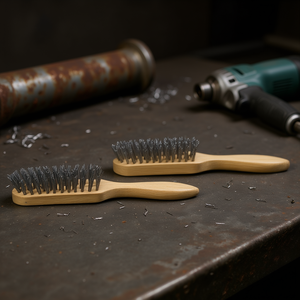 TTAKE Hand Brush With Wooden Handle Steel Bristles 24 Wires <b>Abrasive</b> <b>Tool</b> For Metal Cleaning - Product Image 3