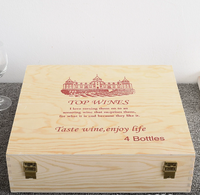 Boîte cadeau pour quatre bouteilles de vin rouge, boîte à vin rouge en bois, caisse à vin portable créative, boîte à vin en bois de pin, boîte en bois