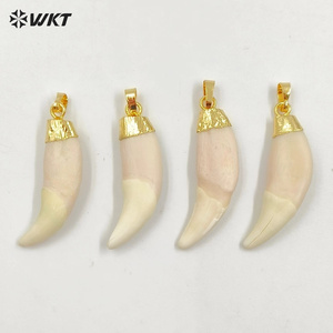 WT-P241 WKT Ciondoli in Dente Artificiale all'Ingrosso con Cappuccio Dorato, Straordinari Ciondoli in Osso Grezzo per Creazione di Gioielli - Product Image 4