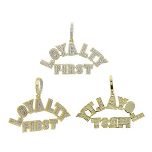 Iced Full 5A CZ pavimentado LEALTAD Primera letra Colgante Cadena de cuerda larga Plateado Hip Hop Estilo Hombres <span class=keywords><strong>Novio</strong></span> Regalo Latón Zircon - Product Image 6